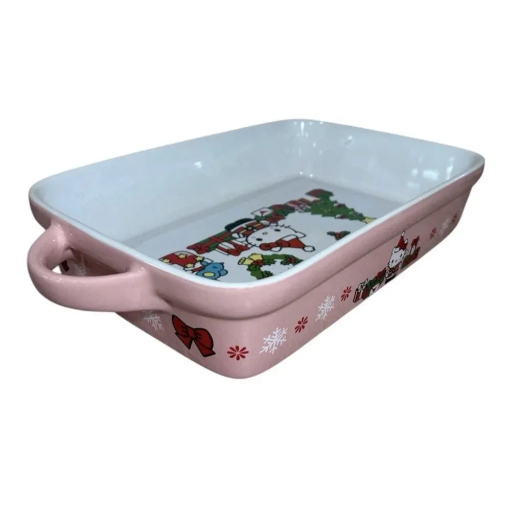 Hello Kitty Christmas Santa Pink/White 13x9 Ceramic Rectangle Baking Dish Sanrio